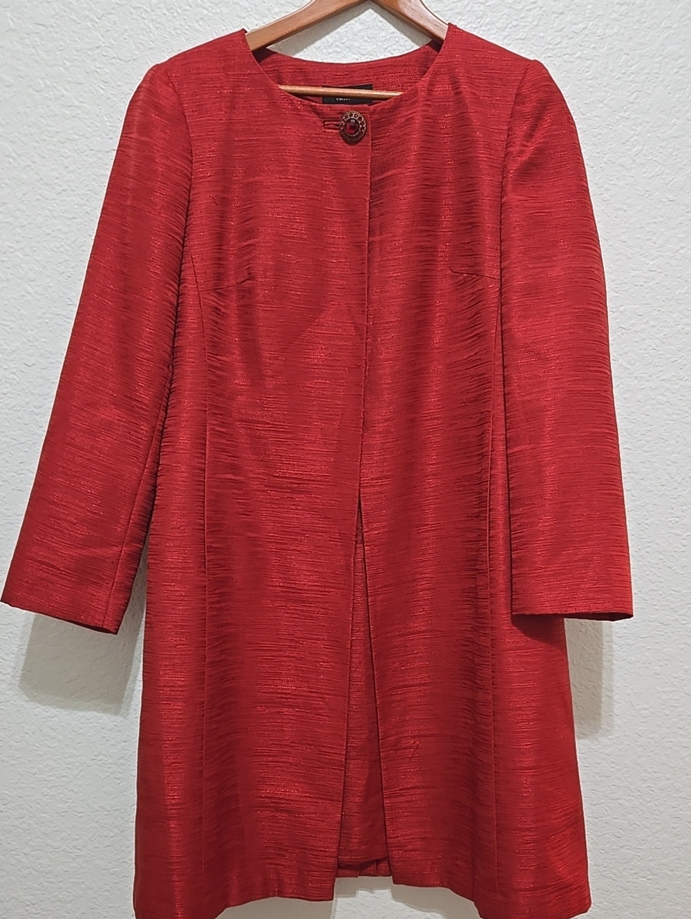 JOHN MEYER COLLECTION Classic Red Textured Long Trench Coat And Dress Set